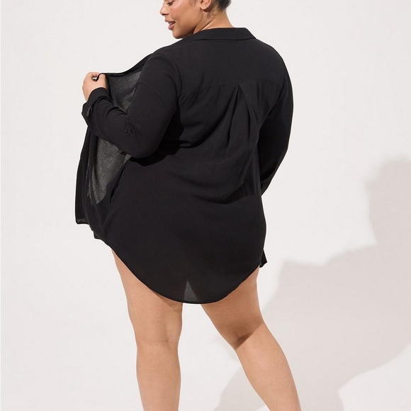 Torrid Size 2 Black Tunic Length Button Up - Picture 6 of 6